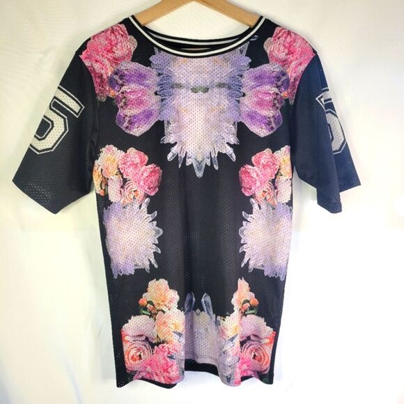 Topshop Crystals And Flowers Graphic Perforated Tee - Picture 2 of 13